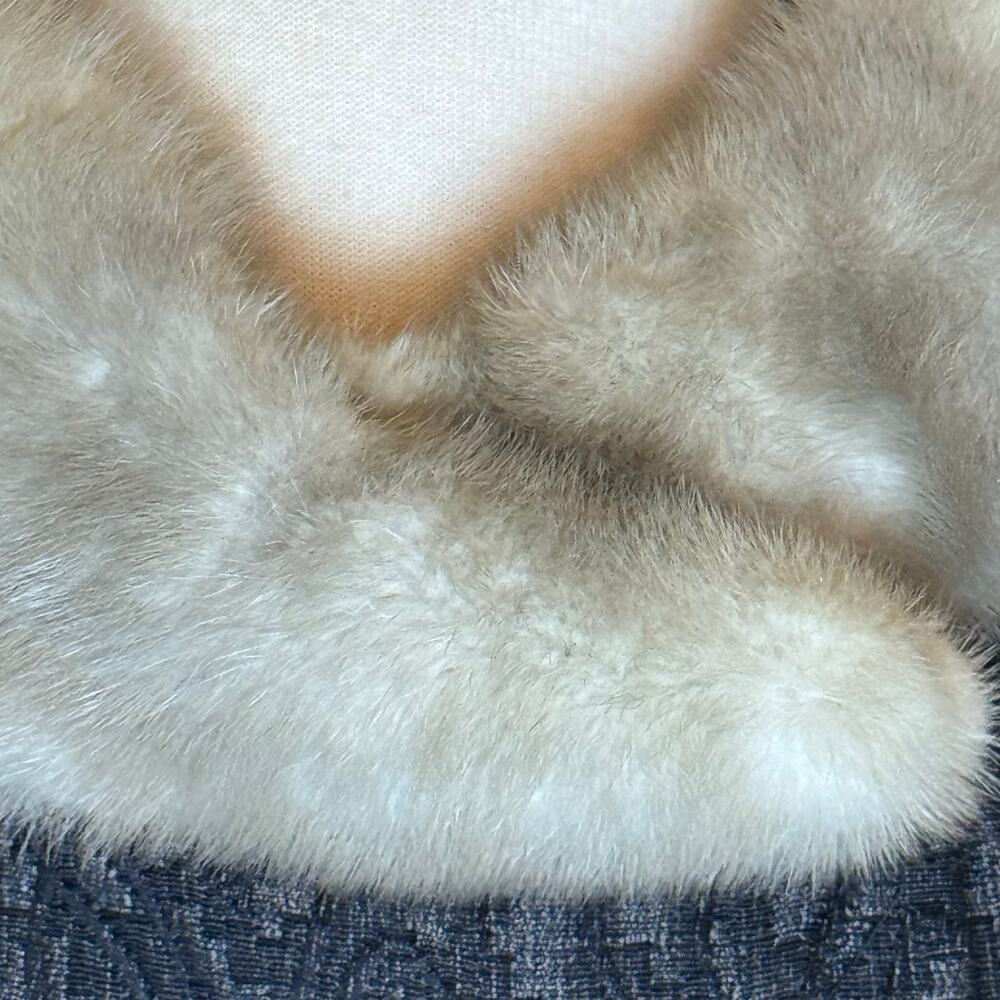 VINTAGE 1950's Gray‎ Jacquard Tapestry Long Women's Coat Mink Fur ILGUW Sz Small - Picture 5 of 14